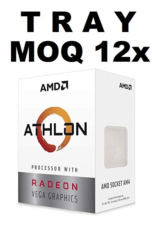 (MOQ 12x If Not Installed On MBs) AMD Athlon 200GE, 2 Core 4 Threads AM4 CPU, 3.2GHz 4MB 35W Powerful Radeon Vega 3 Graphics No Fan (AMDCPU) (TRAY-P)