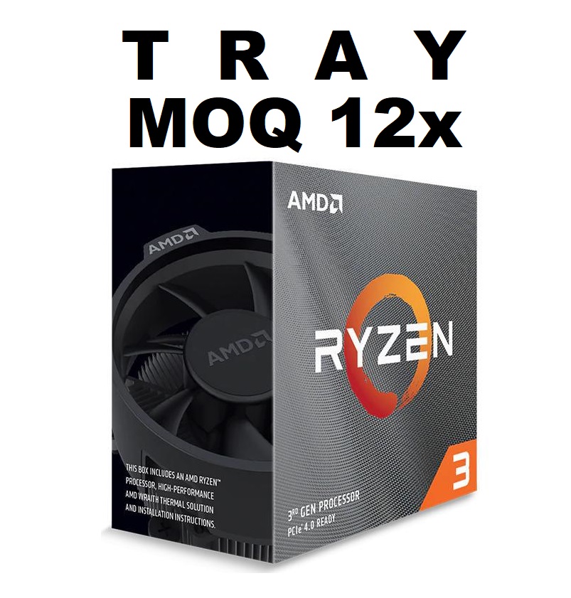 (MOQ 12x If Not Installed On MBs) AMD Ryzen 3 1200 4 Core 4 Thread CPU 3.1GHz Base Clock 3.4GHz Boost 65W TDP 8MB L3 cache No Fan 1YW (AMDCPU)(TRAY-P)