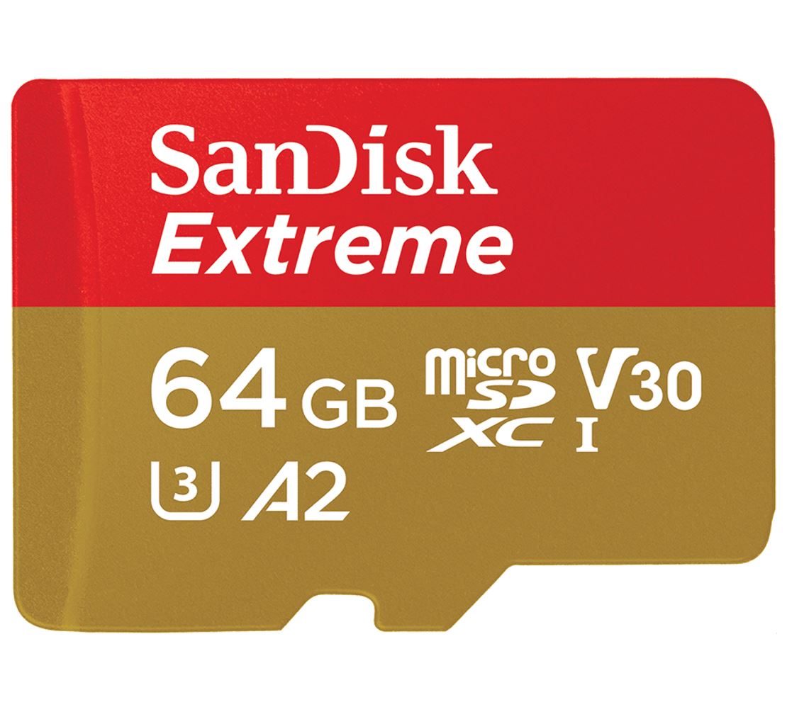 SanDisk Extreme 64GB microSD SDHC SQXAF V30 U3 C10 A1 UHS-1 160MB/s R 60MB/s W 4x6 SD Adaptor Android Smartphone Action Camera Drones