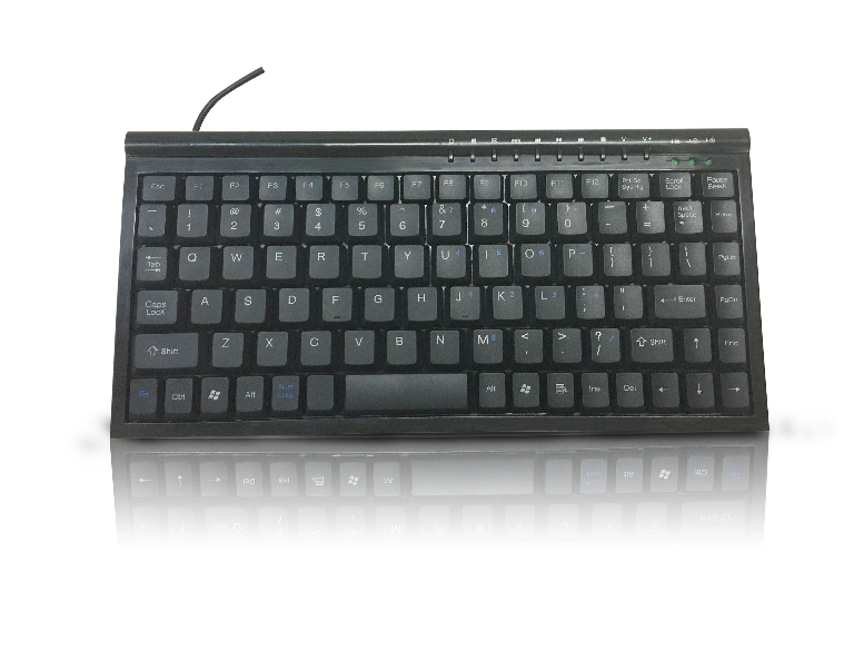 8Ware Compact Mini Ergonomic Keyboard USB & PS2 Black 88 Keys Multimedia Keyboard Windows 7 / 8 / 10 / Vista，IBM or Compatible systems Plug & play