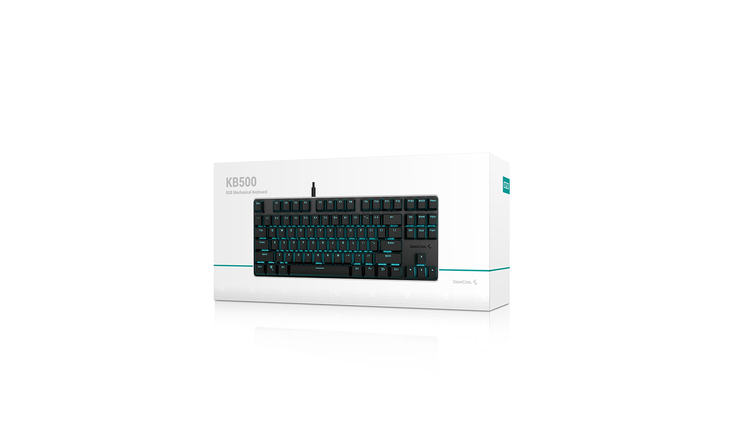 Deepcool KB500 TKL Mechanical Gaming Keyboard, Compact, Red Switches, Per Key RGB, Double-Shot ABS Keycaps