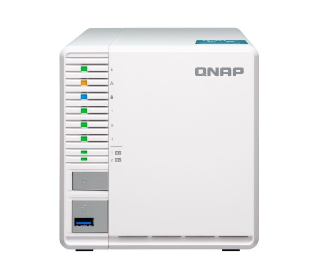 QNAP TS-351-2G 3 Bay NAS Intel® Celeron® J1800 dual-core 2.41 GHz processor 2 GB SODIMM DDR3L Hot-swappable 1xUSB 3.2 1xGbE 2 yrs warranty