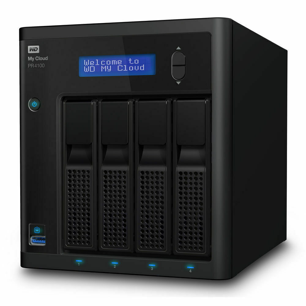 Western Digital My Cloud Pro PR4100 0TB NAS Pentium N3710 Quad-Core 4GB RAM RAID 3xUSB3.0 2xGbE LAN Auto Backup Sync 256 AES Encrypt Windows MAC