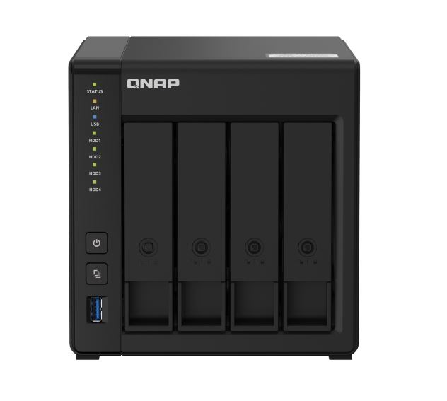 QNAP TS-451D2-4G 4 Bay NAS Intel® Celeron® J4025 dual-core 2.0 GHz processor 4 GB SO-DIMM DDR4 Hot-swappable 2xRJ45 LAN port 4xUSB3.2 HDMI 2.0 2 yrs