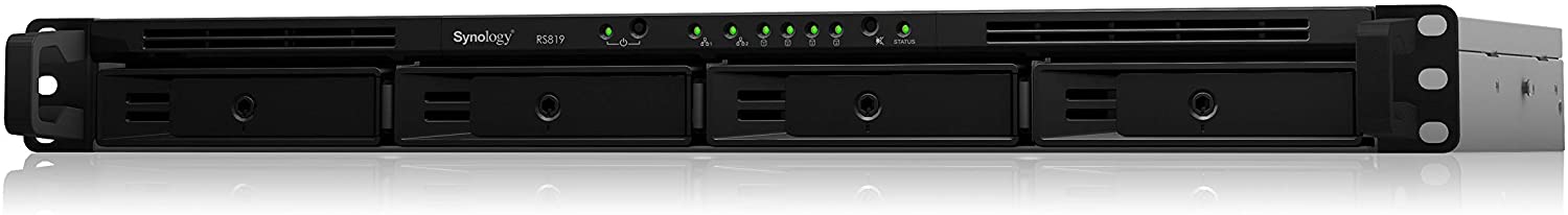 Synology RackStation RS819 4-Bay NAS Realtek RTD1296 4-core 1.4 GHz 2 GB DDR4 non-ECC Hot Swappable 2xRJ-45 1GbE LAN 2xUSB 3.0 1 U 3yrs wty