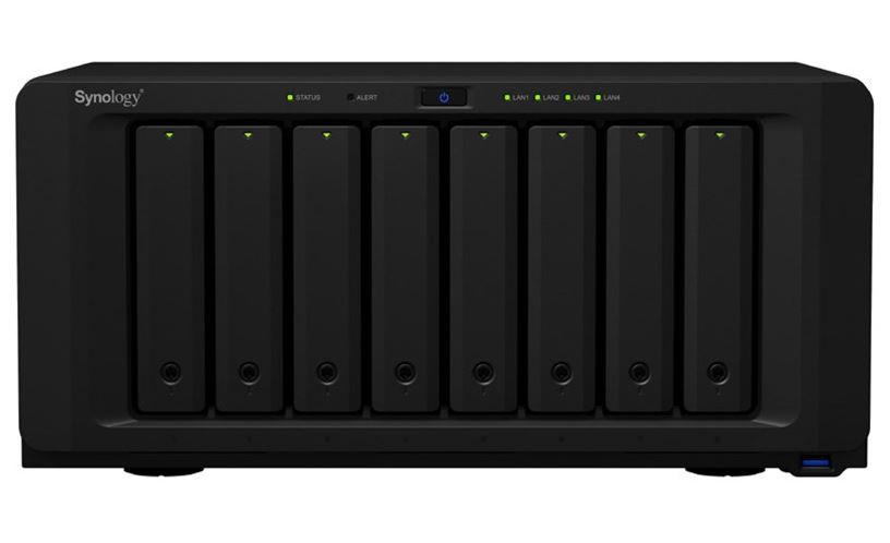 Synology DiskStation DS1821+ 8 Bay NAS AMD Ryzen V1500B 4-core 2.2 GHz 4 GB DDR4 ECC SODIMM 4xUSB3.2 2x eSATA 4xRJ-45 1GbE LAN Scalable.3 year Wty