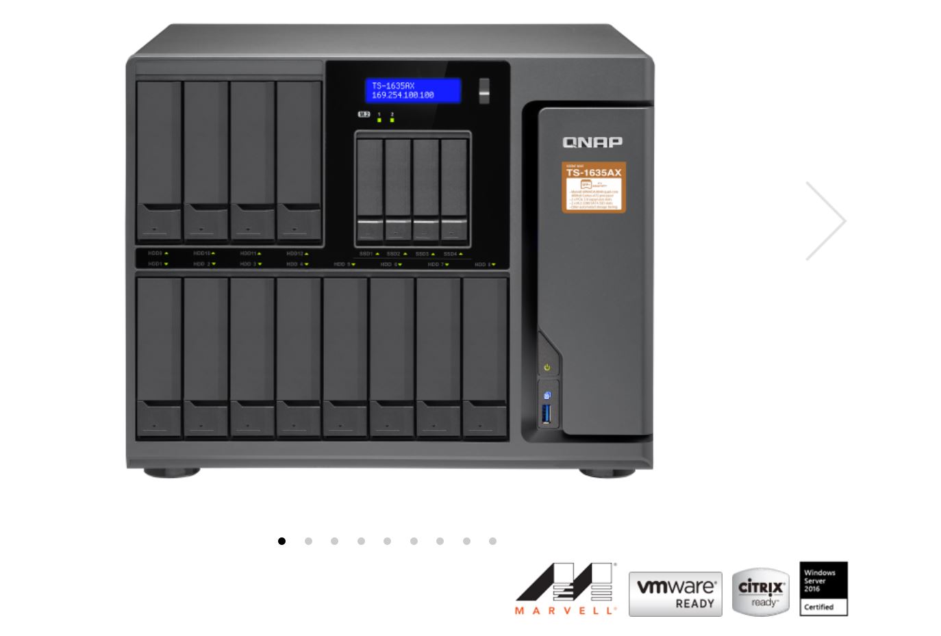 QNAP TS-1635AX-8G 16 BAY NAS (NO DISK), CORTEX-A72, 8GB,USB, GbE(2), 10GbE SFP+(2), Tower, 2 Years warranty