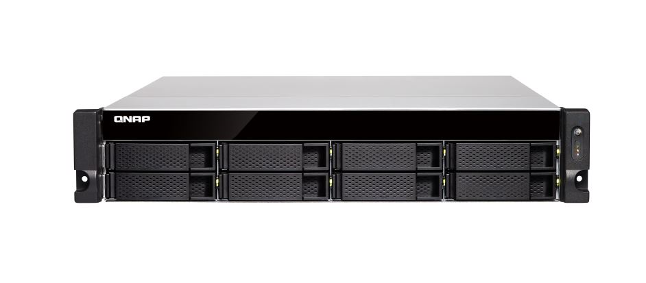 QNAP TS-883XU-E2124 8 Bay NAS Intel® Xeon® E-2124 quad-core 3.3 GHz processor 8GB DDR4 Hot-swappable 4xGE 2x10GbE SFP+ 4xUSB 3.2 2U Rackmount