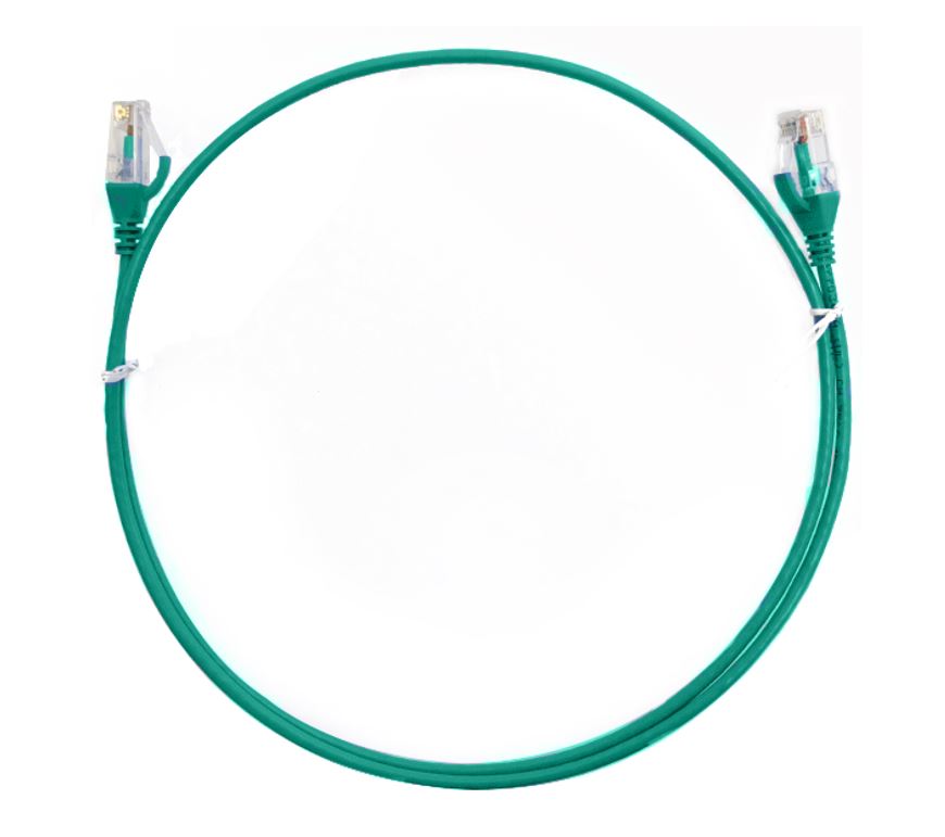 8ware CAT6 Ultra Thin Slim Cable 1m / 100cm - Green Color Premium RJ45 Ethernet Network LAN UTP Patch Cord 26AWG for Data