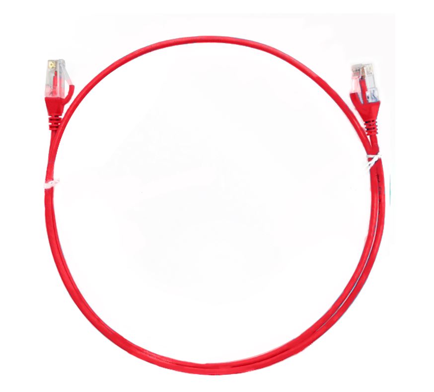 8ware CAT6 Ultra Thin Slim Cable 1m - Red Color Premium RJ45 Ethernet Network LAN UTP Patch Cord 26AWG for Data
